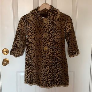 Corky & Company faux fur leopard coat/hat/mittens